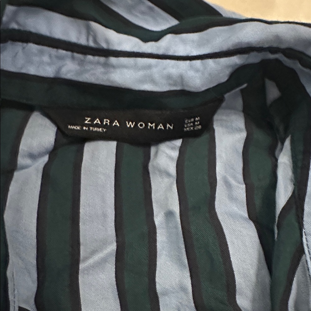 Zara Blue and Green Striped Shirt dress, size m - Picture 6 of 11
